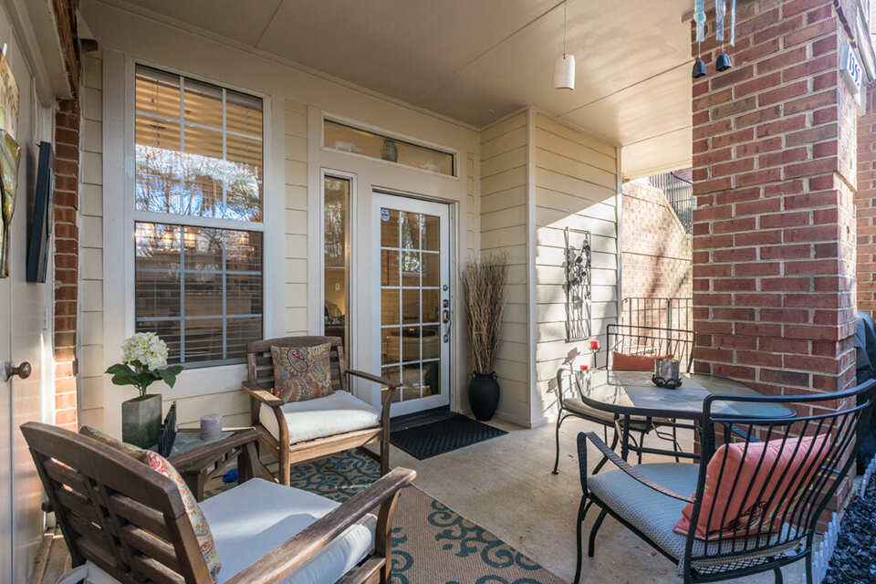 Front porch pictured during day