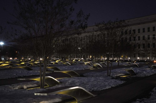 The pentagon pictured during night