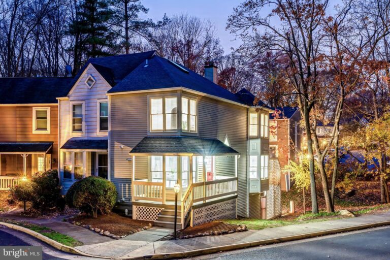 Two-story home with screened porch at dusk, 2180 Whisperwood Glen Lane, Reston, VA
