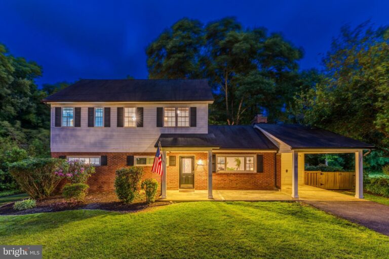 Rambler with front lawn at dusk, 3447 Little Hunting Creek Drive, Alexandria, VA