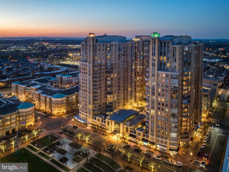 High-rise condominium towers at dusk, 11990 Market Street 1616, Reston, VA