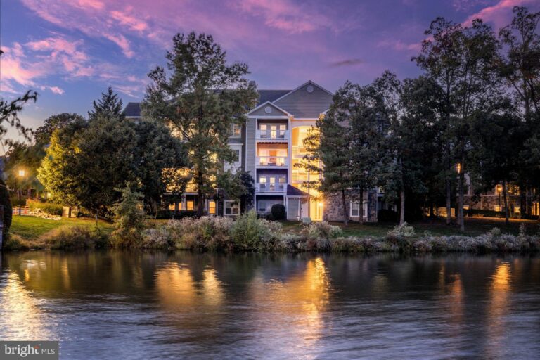 Condominium building across a lake at dusk, 1720 Lake Shore Crest Drive 16, Reston, VA