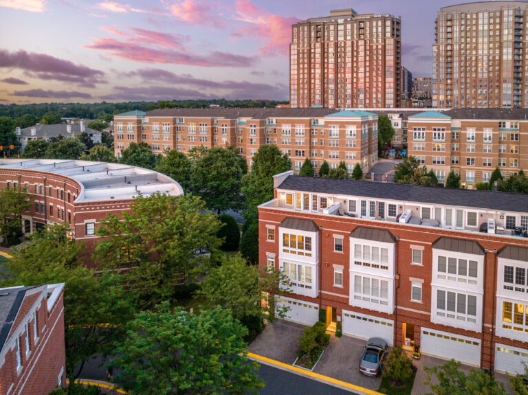 Aerial view of condo and townhome buildings in Northern Virginia