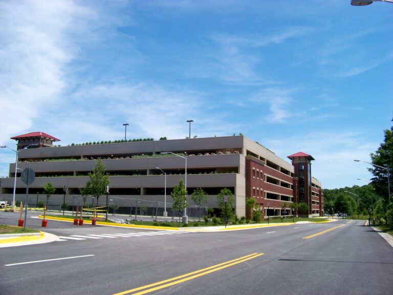 The Burke Centre VRE station parking garage in Burke, Virginia
