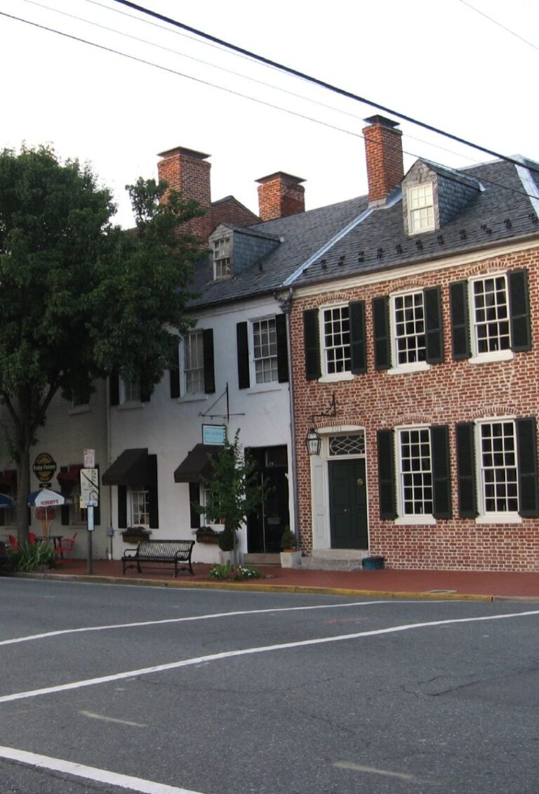 Historic downtown Fredericksburg, Virginia at Caroline and Charlotte Streets