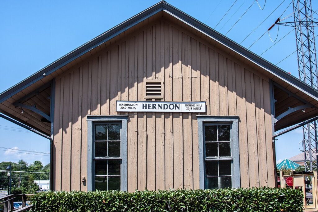 Herndon Depot Museum, the former railroad depot on the W&OD Trail in downtown Herndon, Virginia