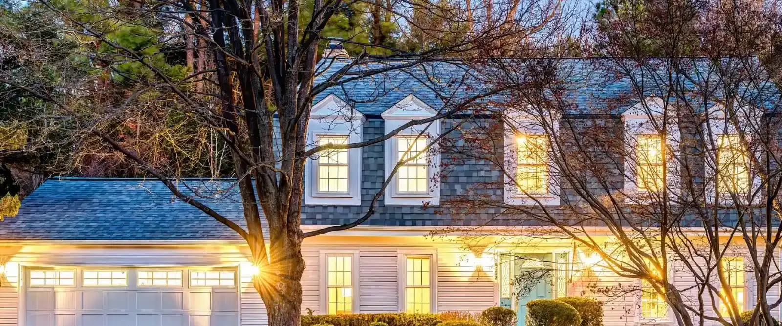 White colonial home in Fairfax County, Virginia