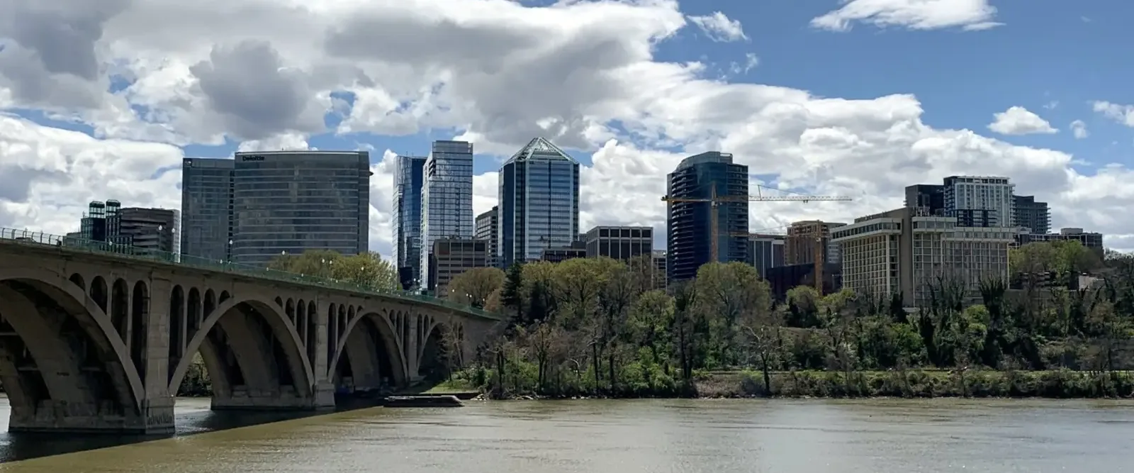 Rosslyn skyline and Key Bridge in Arlington, Virginia