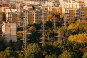 High-voltage power line towers above homes in Northern Virginia