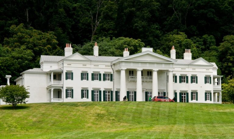 The white-columned mansion at Morven Park, a historic estate with a Leesburg address