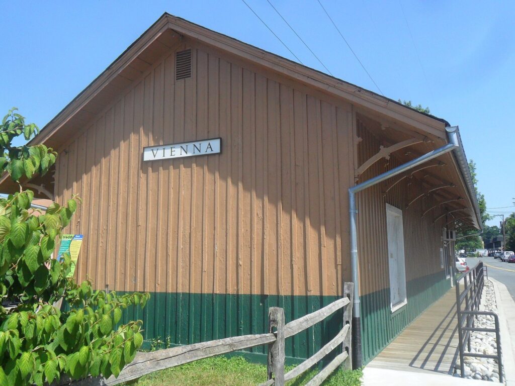 The former Washington and Old Dominion Railroad depot in the Town of Vienna, Virginia, beside the W&OD Trail